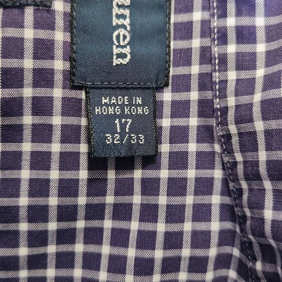 Ralph Lauren Purple Yarmouth Men’s Sz 17 Checkered Button Dress Shirt Oxford - Picture 7 of 7